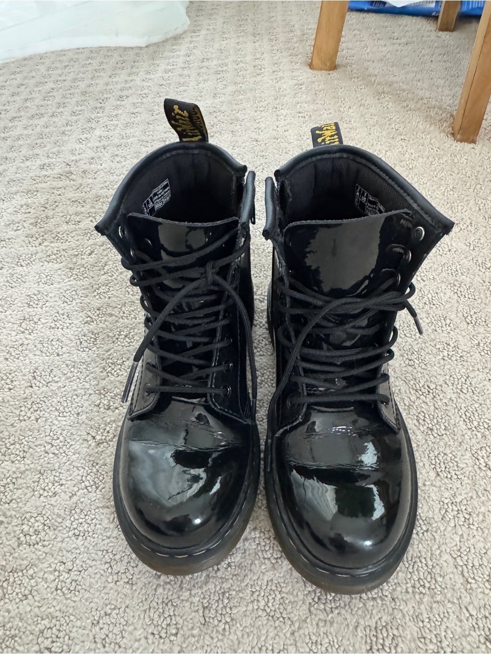 Dr. Martens Black Patent Leather Lace Up Boots girls size 3